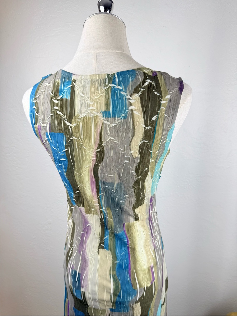 Komarov WhimsiGoth Hand Pleated Abstract Midi Dress Blue Green Purple S USA - Picture 14 of 14